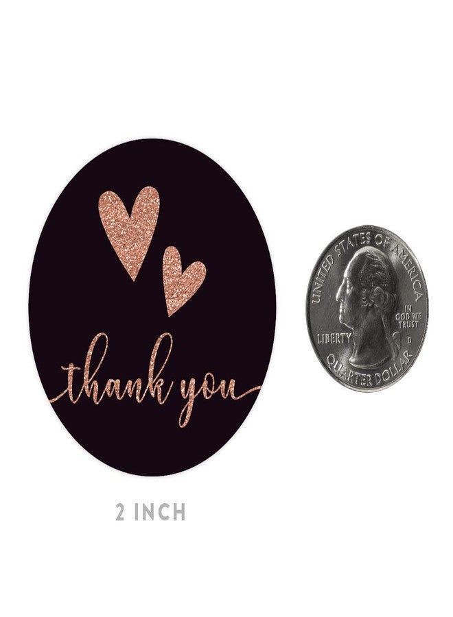 Andaz Press Bulk Stylish Faux Rose Gold Glitter Thank You Round Circle Label Stickers, 2-inch, Abby Black with Double Hearts, 80-Pack - Image 5
